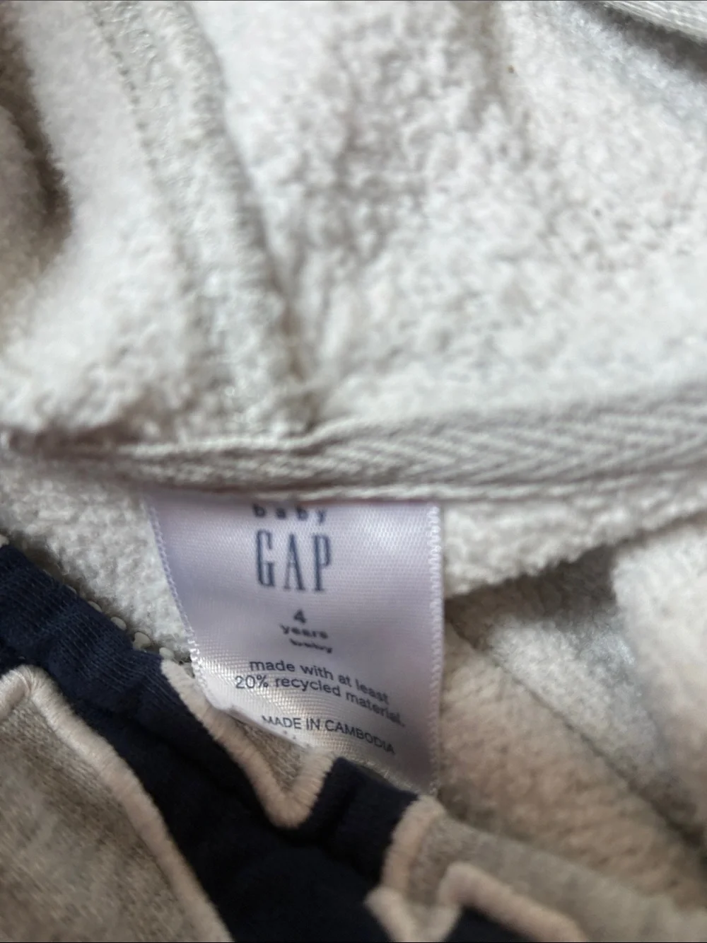 Baby GAP Gray Hooded Zip Sweatshirt with Navy Logo Sz 4